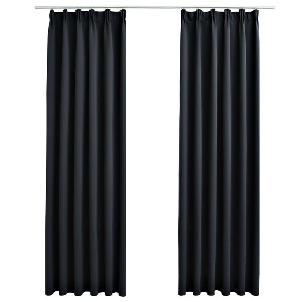 vidaXL Rideaux occultants avec crochets 2 Pièces Noir 140x245 cm