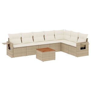 vidaXL Salon de jardin avec coussins 8 Pièces beige résine tressée