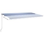 vidaXL Auvent automatique capteur de vent LED 600x350 cm Bleu et blanc