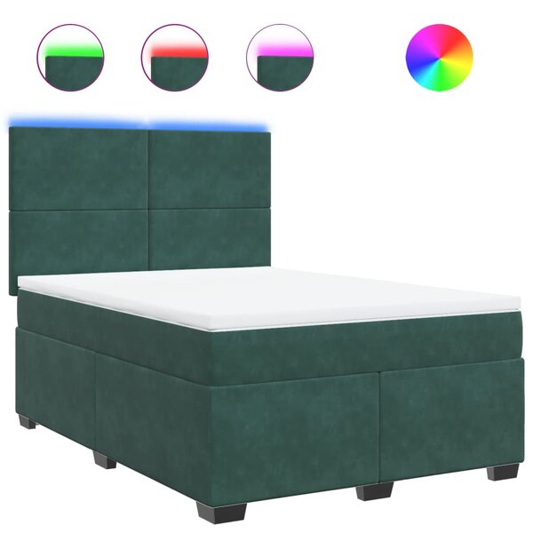 vidaXL Sommier à lattes de lit et matelas Vert foncé 160x200cm Velours