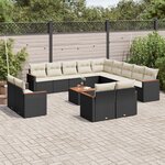 vidaXL Salon de jardin avec coussins 14 Pièces noir résine tressée