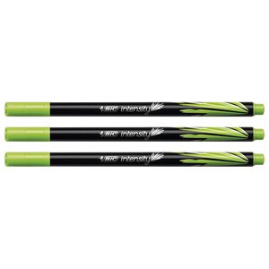 Stylo Feutre Fineliner Intensity Pointe Baguée métal Fine 0 4mm Vert Clair x 3 BIC