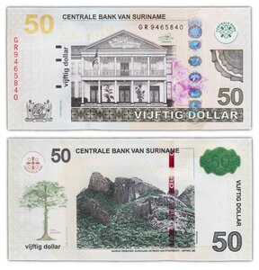 Billet de collection 50 dollars 2016 suriname - neuf - p165c