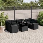 vidaXL Salon de jardin 8 Pièces avec coussins noir résine tressée