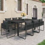 vidaXL Ensemble à manger de jardin 9 Pièces PVC résine tressée noir