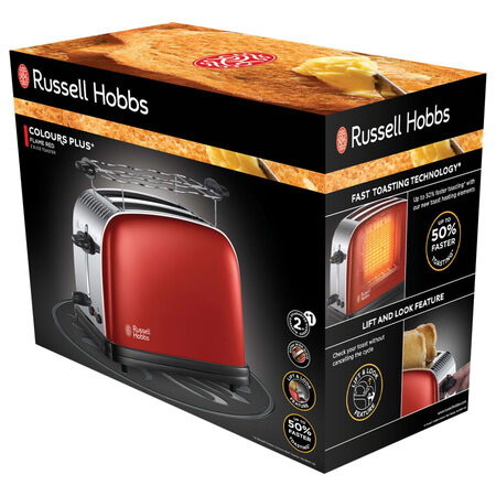 Russell hobbs grille-pain colours plus rouge flamme 1670 w - La Poste
