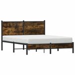 vidaXL Cadre de lit en métal sans matelas chêne fumé 140x190 cm
