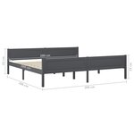 vidaXL Cadre de lit Bois de pin massif Gris 200x200 cm