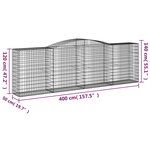 vidaXL Paniers à gabions arqués 15 Pièces 400x50x120/140 cm Fer galvanisé