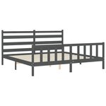 vidaXL Cadre de lit avec tête de lit gris 200x200 cm bois massif