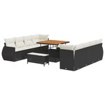 Ensemble de canapé de jardin 11 pièces vidaXL avec coussins noir poly rotin