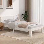 vidaXL Cadre de lit Blanc Bois massif 90x190 cm Simple