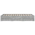 vidaXL Cadre de lit avec tiroirs sans matelas gris béton 150x200 cm