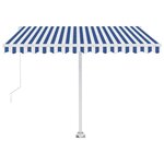 vidaXL Auvent manuel rétractable sur pied 300x250 cm Bleu/Blanc