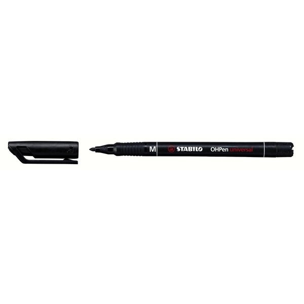 Stylo-feutre ohp pen permanent pointe moyenne 1mm encre indélébile noir x 10 stabilo