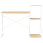 Bureau table poste de travail meuble d'ordinateur informatique étude avec étagère et chêne 116 x 50 x 93 cm blanc 02_0023477