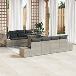 vidaXL Ensemble Canapé de Jardin 9 Pièces avec Coussins Gris Clair Poly Rotin