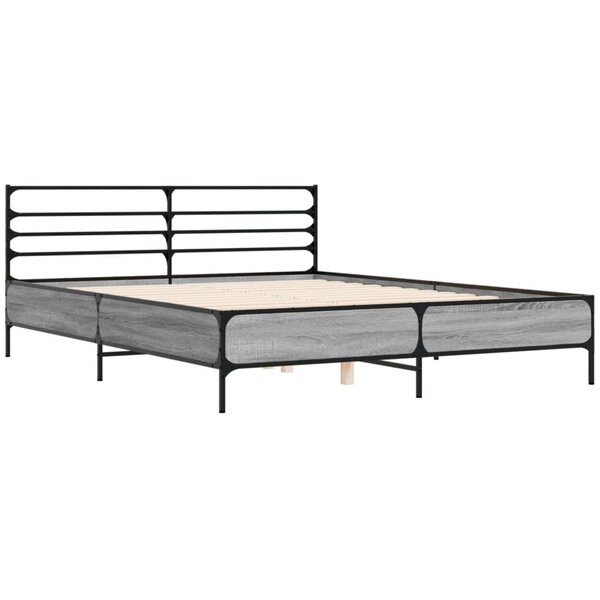 vidaXL Cadre de lit sonoma gris 160x200 cm bois d'ingénierie et métal
