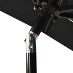 vidaXL Parasol à 3 niveaux avec mât en aluminium Noir 2x2 m