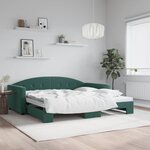 vidaXL Lit de jour avec lit gigogne vert foncé 100x200 cm velours
