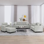vidaXL Ensemble de canapés 4 Pièces coussins Gris clair Tissu microfibre