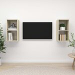 vidaXL Meubles TV muraux 2 Pièces Chêne sonoma Bois d'ingénierie