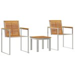 vidaXL Transat avec chaises de jardin 3 Pièces en bois massif de teck