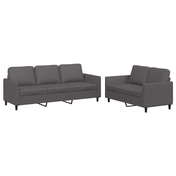 vidaXL Ensemble de canapés 2 Pièces avec coussins Gris Similicuir