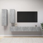 vidaXL Ensemble de meuble TV 4 Pièces Gris béton Bois d'ingénierie