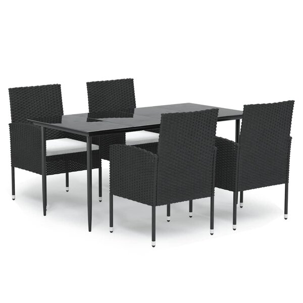 vidaXL Ensemble à manger de jardin coussins 5Pièces Noir Résine tressée