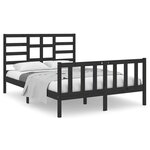 vidaXL Cadre de lit Noir Bois massif 140x190 cm