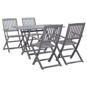 vidaXL Ensemble à manger de jardin 5 Pièces Bois d'acacia massif Gris