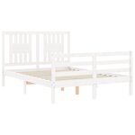 vidaXL Cadre de lit avec tête de lit blanc 140x190 cm bois massif