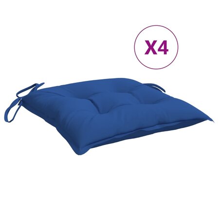 vidaXL Coussins de chaise lot de 4 bleu 40x40x7 cm tissu oxford