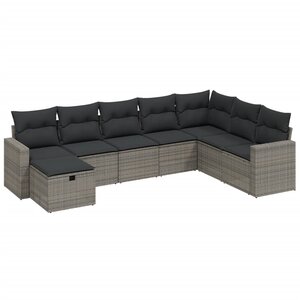 vidaXL Salon de jardin 8 Pièces avec coussins gris résine tressée