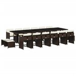 vidaXL Ensemble à manger de jardin et coussins 17 Pièces marron rotin