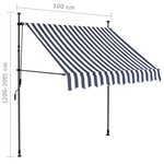 vidaXL Auvent manuel rétractable avec LED 100 cm Bleu et blanc