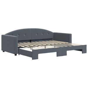 vidaXL Lit de jour avec gigogne sans matelas gris foncé 90x200 cm
