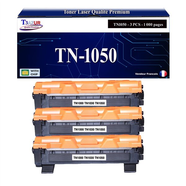 T3AZUR - 3x Toners compatibles avec Brother TN1050 pour Brother MFC1810  MFC1910  MFC1910W - 1 000 pages