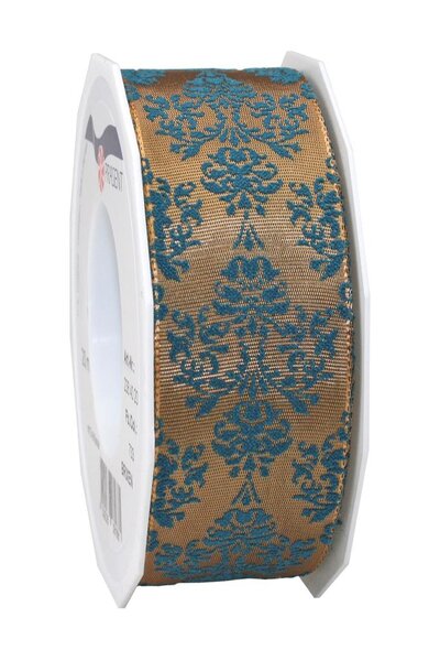 Ruban ornamenté laitonné brixen 20-m-rouleau 40 mm marron/turquoise