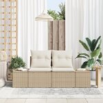 vidaXL Canapé de jardin 2 places avec rangement et coussins Beige Rotin Poly