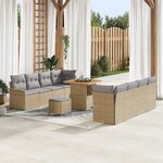 vidaXL Ensemble de Canapé de Jardin de 11 Pièces avec Coussins Beige Poly Rattan Acacia