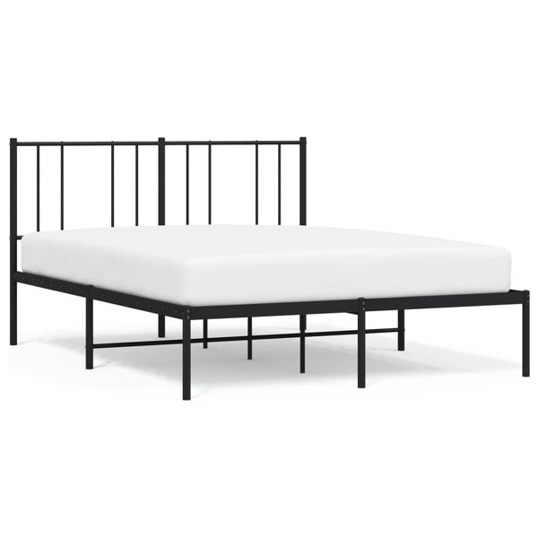vidaXL Cadre de lit métal avec tête de lit noir 140x190 cm
