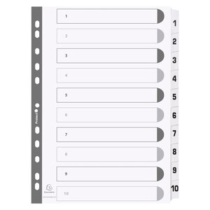 Intercalaires Imprimés À Touches Plastifiées - 10 Touches 1 À 10 - A4 - Blanc - Exacompta