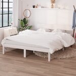 vidaXL Cadre de lit Blanc Bois de pin massif 135x190 cm Double