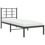 vidaXL Cadre de lit métal avec tête de lit noir 80x200 cm
