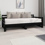 vidaXL Lit coulissant Noir Bois de pin massif 2x(90x200) cm