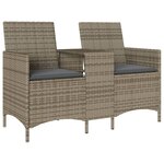 vidaXL Canapé de jardin 2 places avec table et coussins résine tressée
