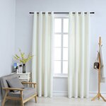 vidaXL Rideaux occultants avec anneaux 2 Pièces Velours Crème 140x175 cm