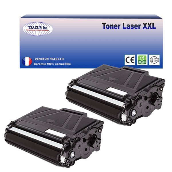 2 Toners compatibles avec Brother TN3480 pour Brother MFC-L5700DN  MFC-L5750DW  MFC-L6800DW  MFC-L6800DWT- 8 000 pages - T3AZUR
